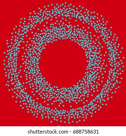 White dots on Red background. Abstract Radial Gradient, Circle halftone Dots, White Dotwork Engraving Pattern, Fine Radial Gradient For Your Design. Vector Illustration