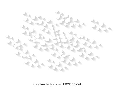 white dots with shadow on white background. abstract background
