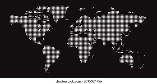 mapa del mundo de puntos blancos y fondo negro