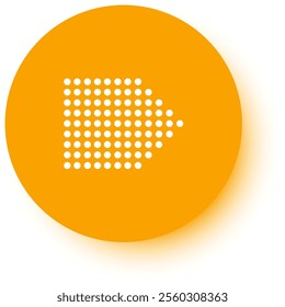 White dotted arrow pointing to the right is placed on an orange circle over a white background, creating a simple yet effective visual representation of direction and movement