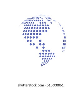 White dotted globe glass transparent vector illustration.