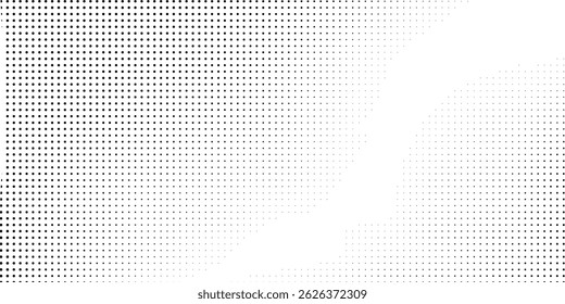 Weiße gepunktete Rastergradientenstruktur. Verschwindender Polka-Punkt-Hintergrund. Wiederholte Punkte Gradation Muster Hintergrund abstrakt
