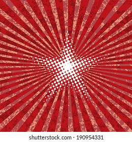 white dotted raster white star on red grunge burst