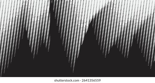 White dotwork grain texture, abstract stipple sand effect, gradient from dots isolated on black background. Vector illustration.