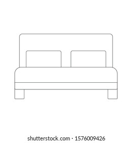 White double bed icon with black outlines