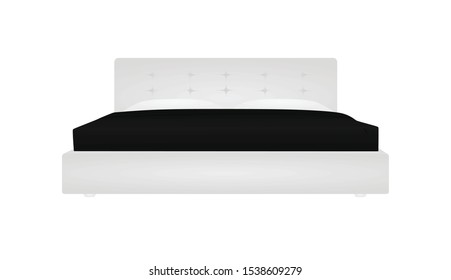 White double bed. vector illustration