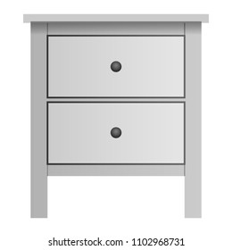 White double drawer mockup. Realistic illustration of white double drawer vector mockup for web design isolated on white background