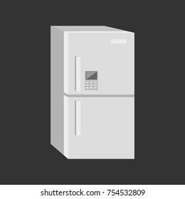 A white double-chambered refrigerator icon. Vector illustration.
