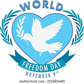 White dove bird in world freedom day concept illustration
