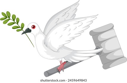 White dove carrying an olive branch, symbolizing peace