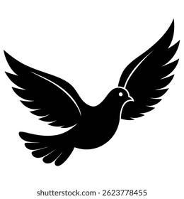 White Dove Flying with Open Wings Isolated Design