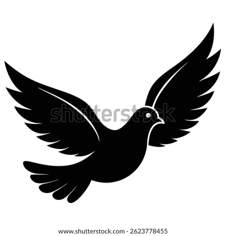 White Dove Flying with Open Wings Isolated Design