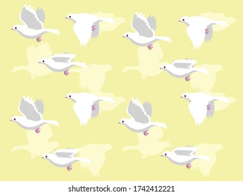 White Dove Flying Set Vector Seamless Background Wallpaper-01