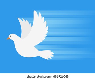 White Dove flying with speed line vector illustration