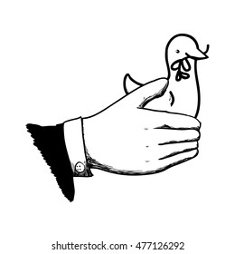white dove hand bird peace animal religion icon. Flat and Isolated design. Vector illustration