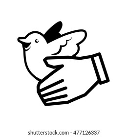 white dove hand bird peace animal religion icon. Flat and Isolated design. Vector illustration