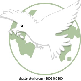 White dove icon on white background illustration