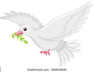 Icono de paloma blanca en la ilustración de fondo blanco