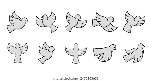 White Dove Icon Set Collection