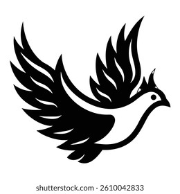 white dove line drawing with fire