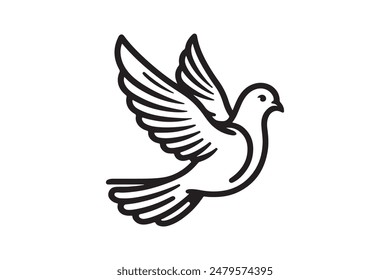 White Dove Linear Silhouette Vector