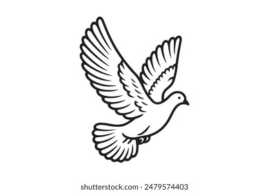 White Dove Linear Silhouette Vector