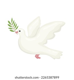 white dove with olive twig, symbol of peace, freedom and Holy Spirit -vector illustration