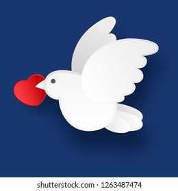 White dove on a blue background  . Vector illustration