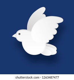 White dove on a blue background  . Vector illustration