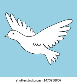 White dove on a blue background