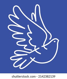 White dove on blue background vector illustration