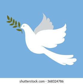 White dove on blue background, vector