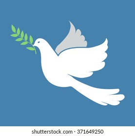 White dove on blue background, vector