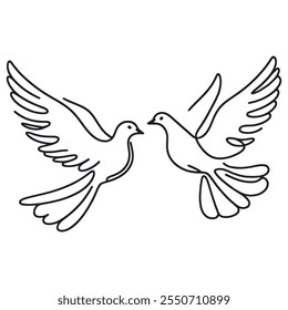 White dove in one continuous line drawing. Bird symbol of peace and freedom in simple linear style. Concept for national labor movement icon. Editable stroke. Doodle outline vector illustration