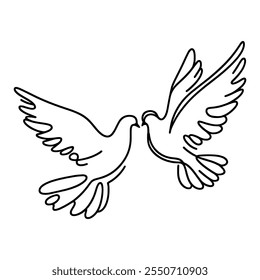 White dove in one continuous line drawing. Bird symbol of peace and freedom in simple linear style. Concept for national labor movement icon. Editable stroke. Doodle outline vector illustration