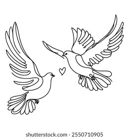 White dove in one continuous line drawing. Bird symbol of peace and freedom in simple linear style. Concept for national labor movement icon. Editable stroke. Doodle outline vector illustration