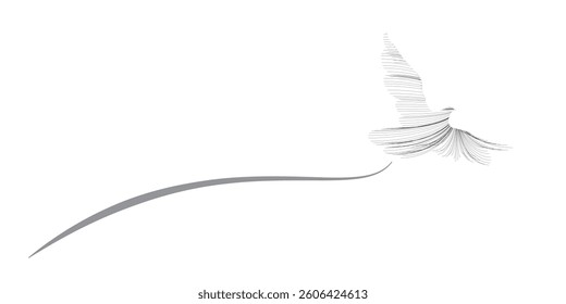 White dove in one continuous line drawing. Bird symbol of peace and freedom in simple linear style. Concept for national labor movement icon. Doodle outline vector illustration