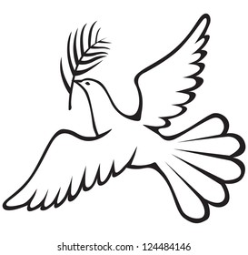 White dove with a palm branch