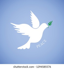 white dove for peace on blue background vector illustration