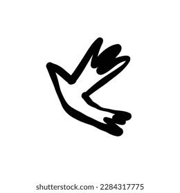 White dove, peace symbol doodle icon, vector illustration
