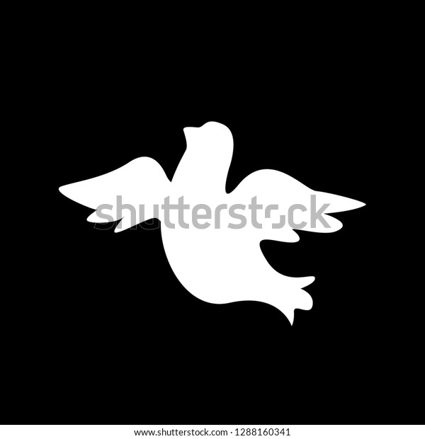 White Dove Silhouette Black Background Flying Stock Vector (Royalty ...