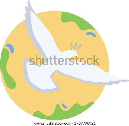 A white dove soaring above the Earth, symbolizing peace and hope