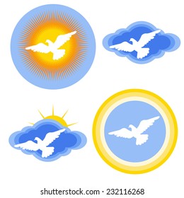 White dove stickers set