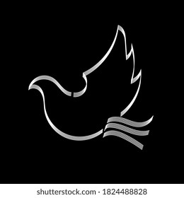 White Dove. Symbol of peace. Vector silhouette icon.