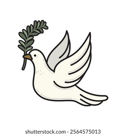 White Dove Vector, Bird of Peace Vector Illustration, Dove bring olive branch vector image, Bird Vector drawn.