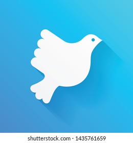 White dove. Vector illustration, flat style, long shadow, profile view