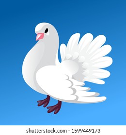 white doves on a blue background, Vector illustration, Business Design Templates. White pigeon isolated. beautiful shiny white dove in a blue sky