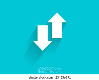White up and down arrow icon on blue background