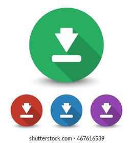 White Download icon in different colors set