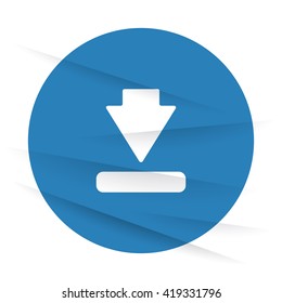 White Download icon label on wrinkled paper